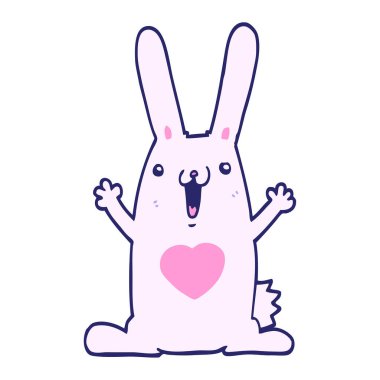 Parlak neon renkli çizgi film tavşanı