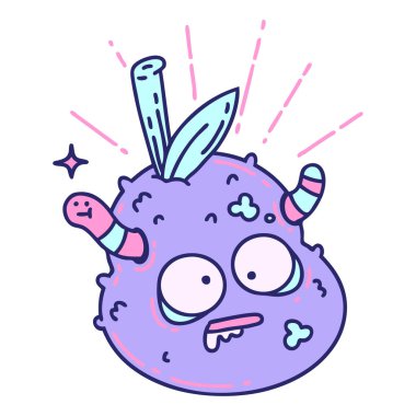 Geleneksel dövme stili parlak neon renkli çürük armut çizimi