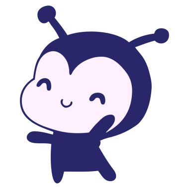 parlak neon renkli sevimli bir bayan böceğin kawaii çizimi