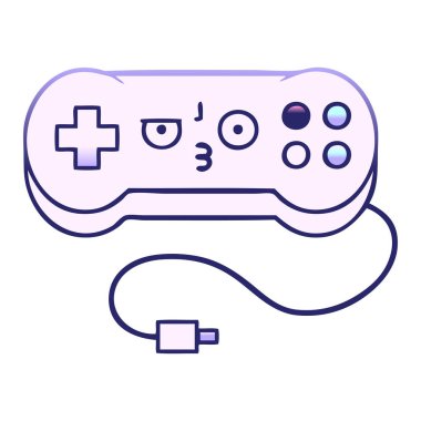 parlak neon rengi ile bir oyun denetleyicisinin gölgelendirilmiş çizgi filmi