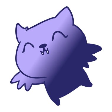 Parlak neon renkli şirin kawaii yarasasının serbest çizim çizimi