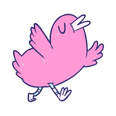 çizgi film mutlu kuş parlak neon rengi