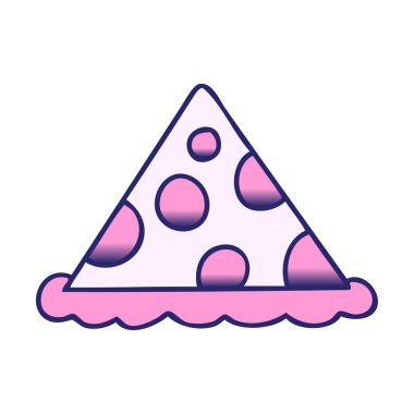 parlak neon renginde garip gölgeli bir pizza dilimi