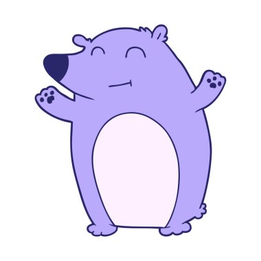 Mutlu kutup ayısı çizgi filmi, parlak neon renkli.