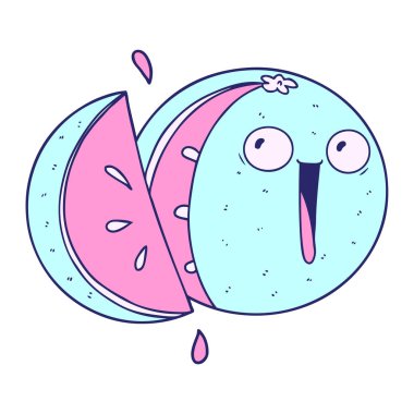 parlak neon renkli çılgın turuncu çizgi film