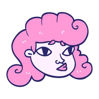 Çizgi film karalaması. Sarışın kızlar parlak neon renkli.