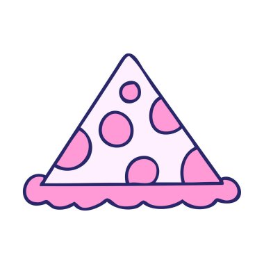 El çizimi, parlak neon renkli, tuhaf bir pizza dilimi.