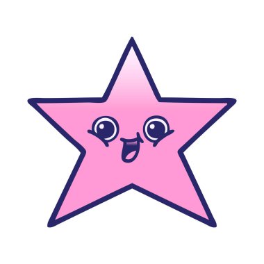 parlak neon renkli bir yıldızın gölgeli karikatürü