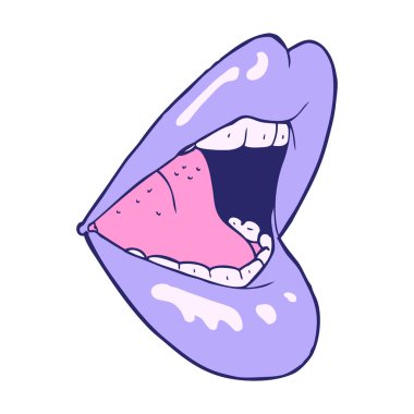 çizgi film açık ağız parlak neon rengi