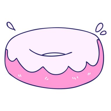 Parlak neon rengi buzlu çörekler çizilmiş.