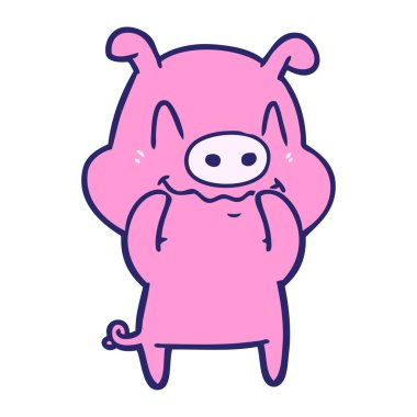 Parlak neon renkli sinirli domuz.