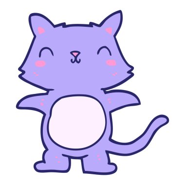 parlak neon renkli çizgi film kedisi