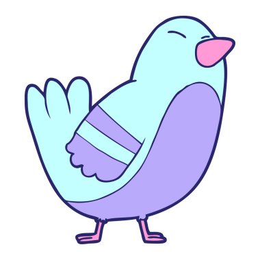 parlak neon renkli çizgi film kuşu