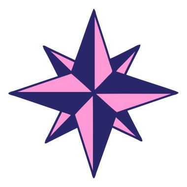 Parlak neon renkli bir yıldızın ikonik dövme şekli