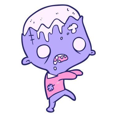 Parlak neon renkli şirin çizgi film zombisi