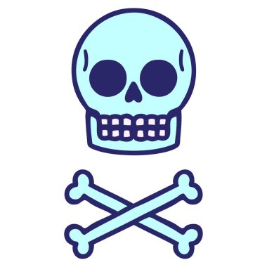 Parlak neon renkli bir kafatasının ikonik dövme şekli