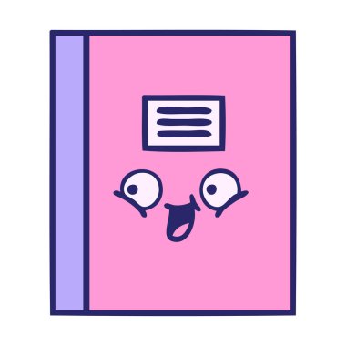 parlak neon renkli şirin bir defter karikatürü