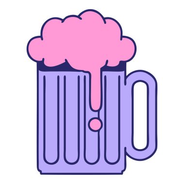 Geleneksel bira tarzı dövme. Tankard parlak neon rengi.