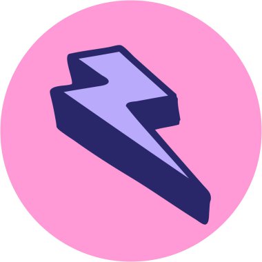 Parlak neon rengi yıldırımın ikonik dövme tarzı görüntüsü