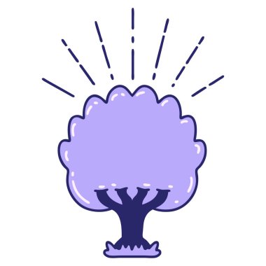 Parlak neon renkli geleneksel dövme ağacının çizimi