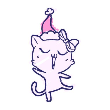 Noel Kedisi Tebeşiri Parlak neon rengi çiziyor