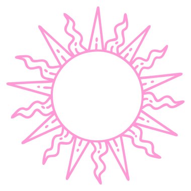 Siyah çizgili dövme. Parlak neon renkli bir güneş.