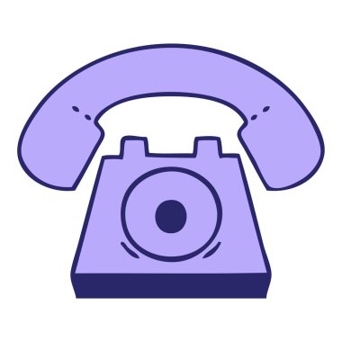 Parlak neon renkli eski bir telefon karikatürü.