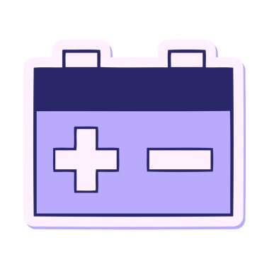 Parlak neon renkli şirin bir araba aküsünün çıkartması.