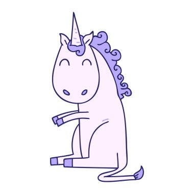 Parlak neon rengi tek boynuzlu at el çizimi.