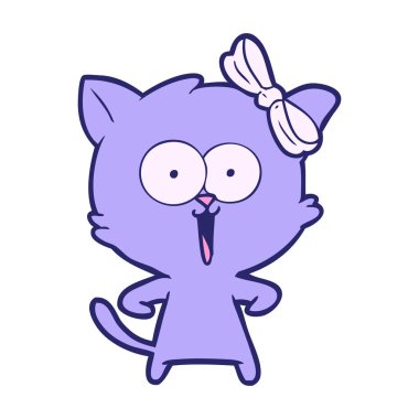 parlak neon renkli çizgi film kedisi