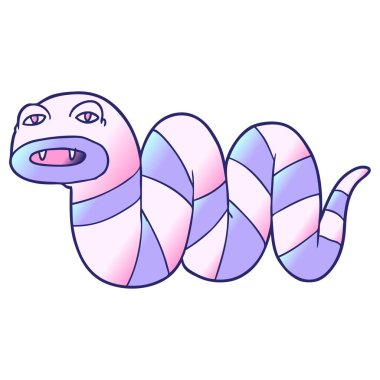 parlak neon renkli çizgi film yılanı