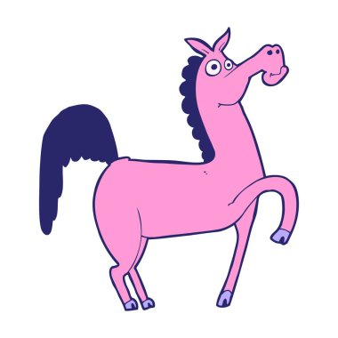 parlak neon renkli komik çizgi film atı