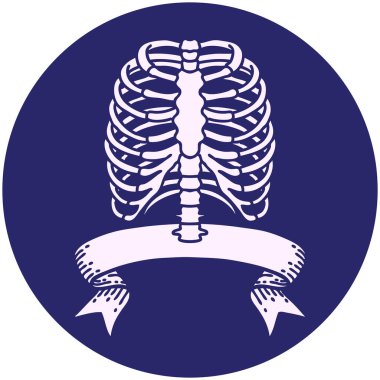 Parlak neon renkli göğüs kafesi pankartıyla dövme biçimi simgesi