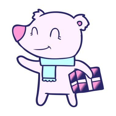 Kutup ayısı ve parlak neon renkli bir çizgi film.