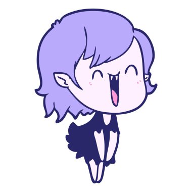 Sevimli çizgi film mutlu vampir kız parlak neon renkli