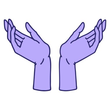 Parlak neon renkli açık ellerin ikonik dövme şekli