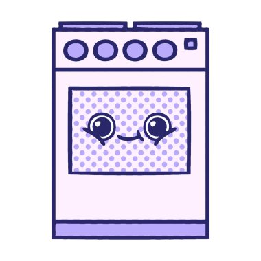 çizgi roman tarzı parlak neon renkli mutfak fırını.