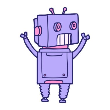 parlak neon renkli çizgi film robotu