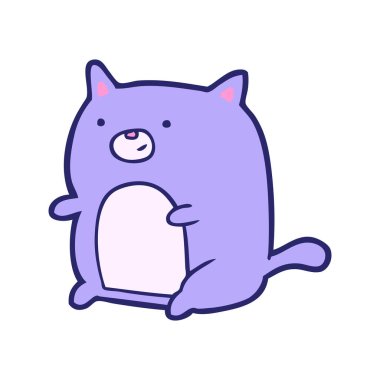 parlak neon renkli çizgi film kedisi