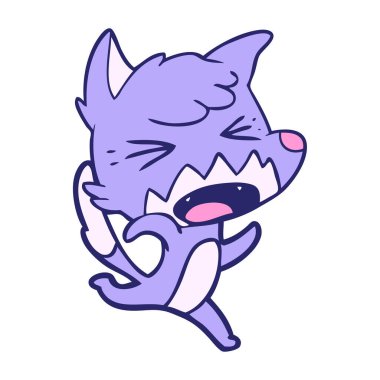 kızgın çizgi film tilkisi parlak neon renginde çalışıyor