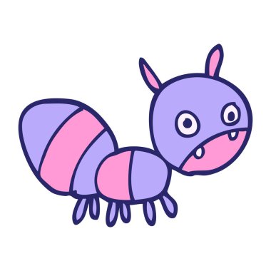 çizgi film karalamaları parlak neon renkli endişeli karıncalar