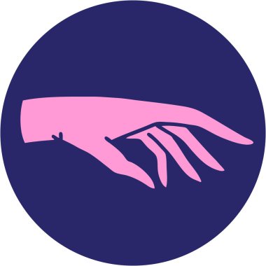 Parlak neon renkli bir elin ikonik dövme şekli