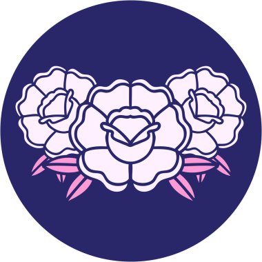 Parlak neon renkli bir buket çiçeğin ikonik dövme görüntüsü