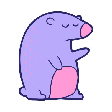 parlak neon renkli çizgi film ayısı