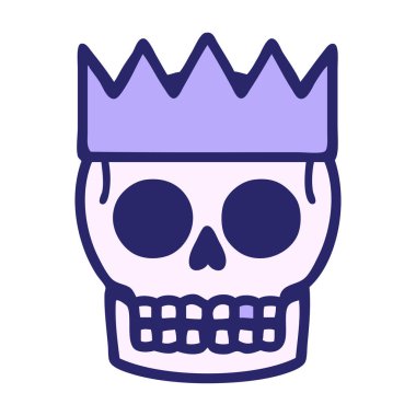 Parlak neon renkli bir kafatası ve taç simgesi