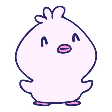 Parlak neon renkli mutlu bir civciv çizgi filmi