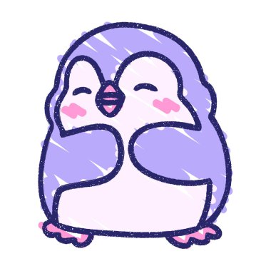 Sevimli Penguen Tebeşiri Parlak neon rengi çiziyor