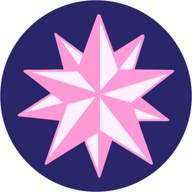 Parlak neon renkli bir yıldızın ikonik dövme şekli