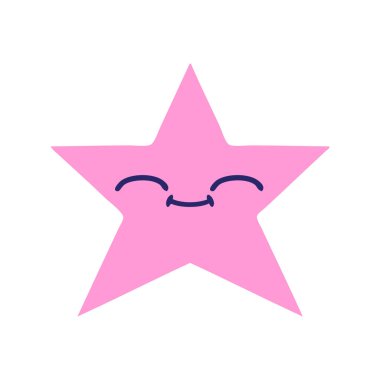 Parlak neon renkli altın yıldızın düz renkli retro karikatürü