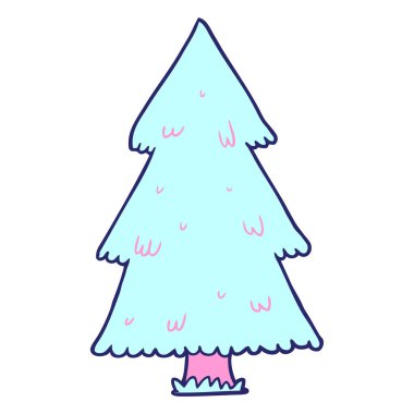 parlak neon renkli çizgi film noel ağacı